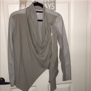 BlankNYC Gray Vegan Leather Draped Jacket